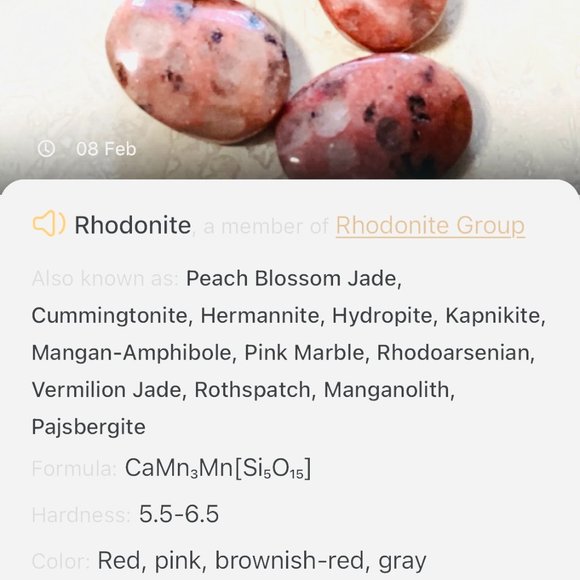 Natural Gemstone Pink Rhodonite Lariat Choker, Cat on the Moon Pendant - Picture 10 of 10